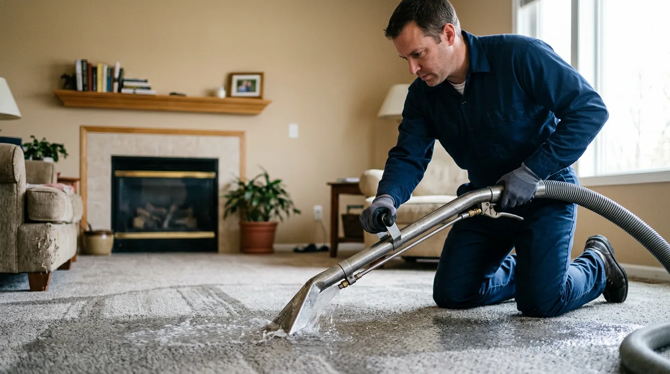 Water damage restoration technician working near Mount Gilead, OH
